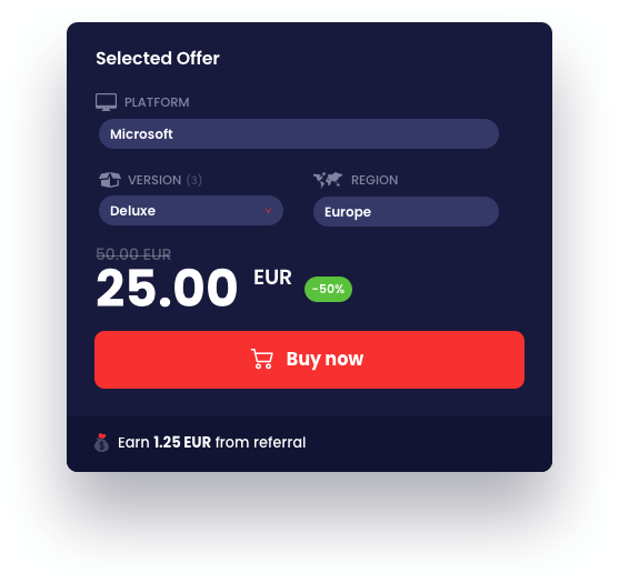 Shop selected offer with your earn information